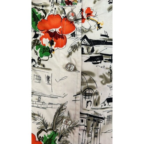 Susan Graver Style Womens Jacket White Floral Print Stretch Long Sleeve Large - Picture 4 of 4